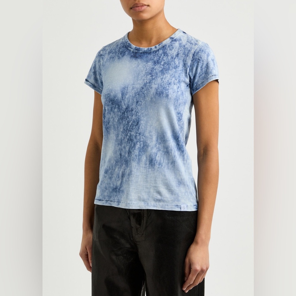 Rag & Bone The Slub Tie Dye Blue Multi Short Sleeve Women’s Tee Size Small NWT